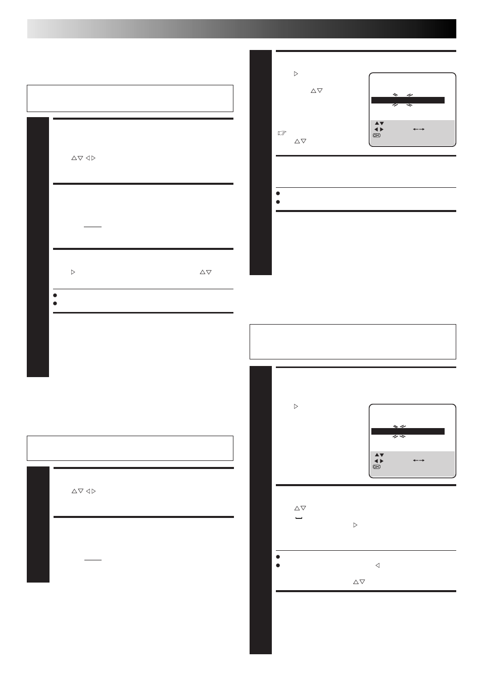 Select station name character, Enter new character, Close confirmation screen | Select item, Access manual channel set screen, Select channel to fine-tune, Perform tuning, Select new station, Switch stations, Subsidiary settings (cont.) | JVC HR-J313EU User Manual | Page 40 / 52