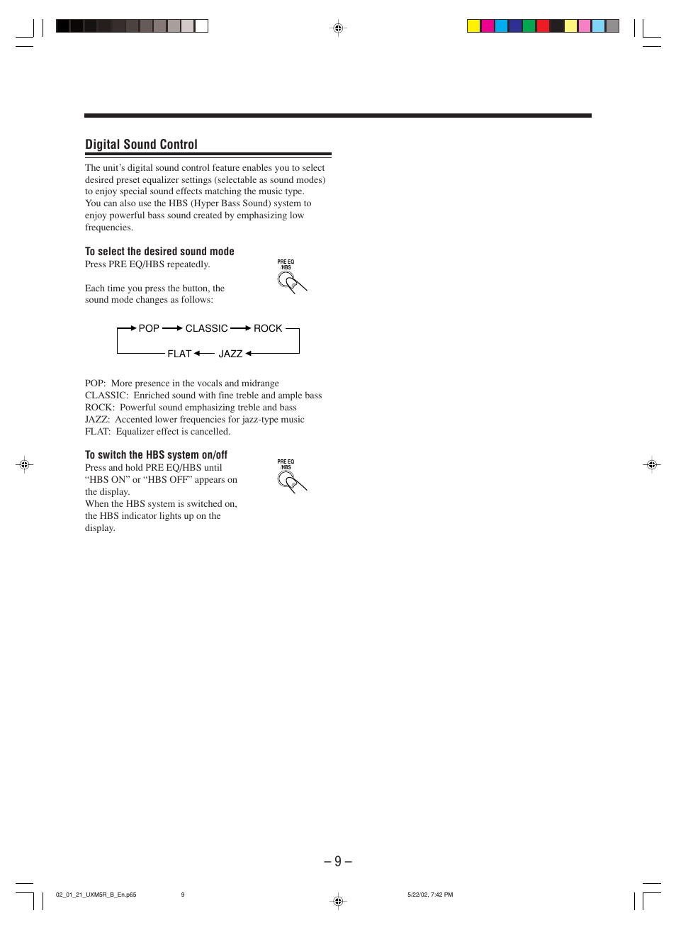 Digital sound control | JVC SP-UXM5 User Manual | Page 12 / 24