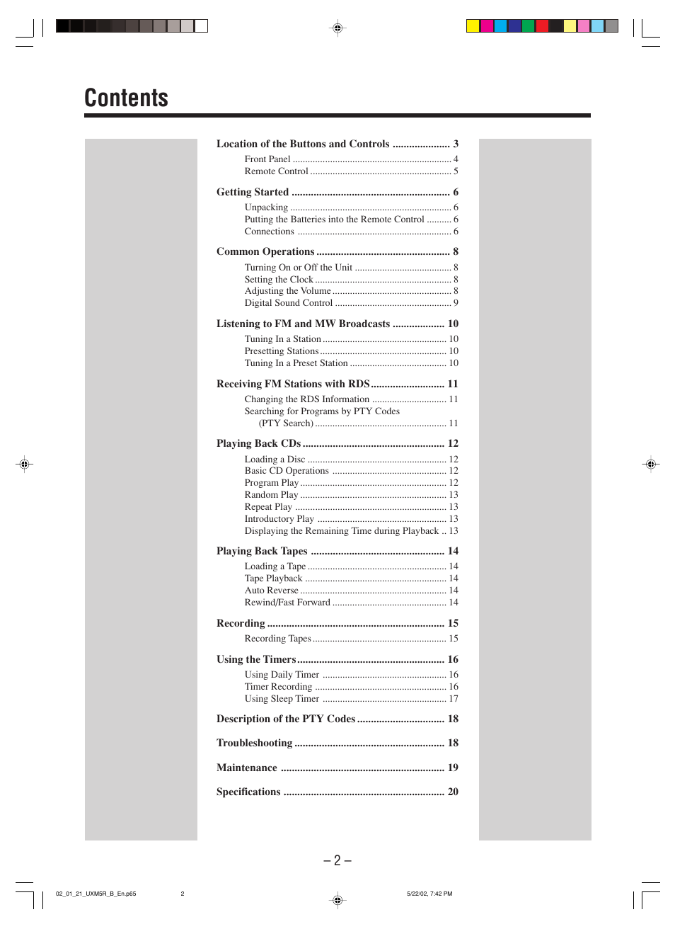 JVC SP-UXM5 User Manual | Page 5 / 24