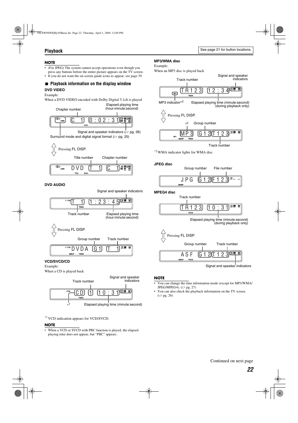 Pg. 22 | JVC TH-SW8 User Manual | Page 27 / 52