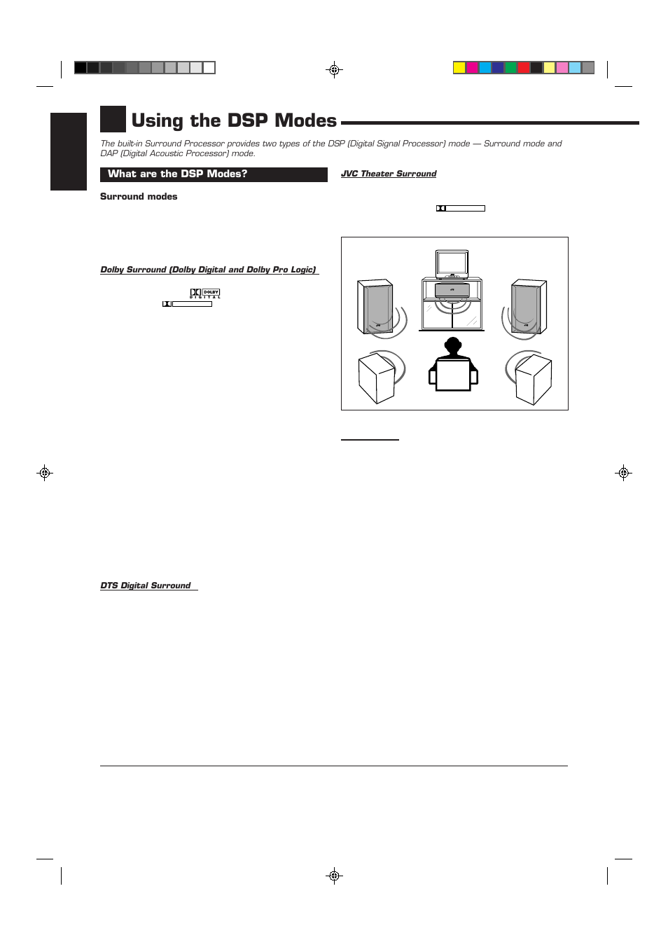 Using the dsp modes, English | JVC RX-6510VBK User Manual | Page 22 / 40