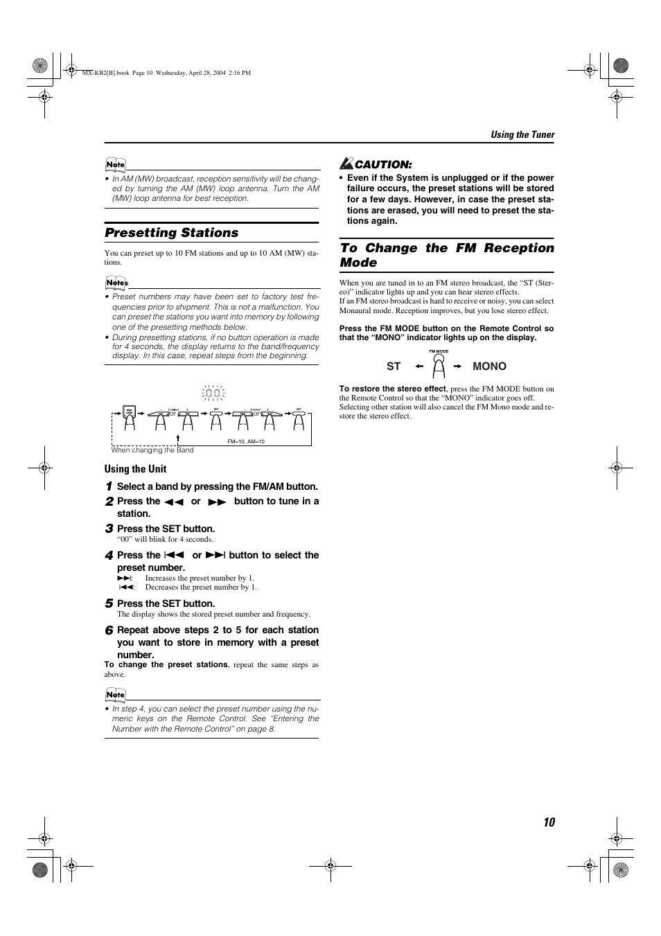 Presetting stations | JVC CA-MXKB1 User Manual | Page 13 / 30