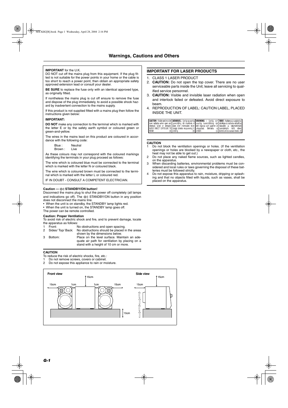 Warnings, cautions and others | JVC CA-MXKB1 User Manual | Page 2 / 30