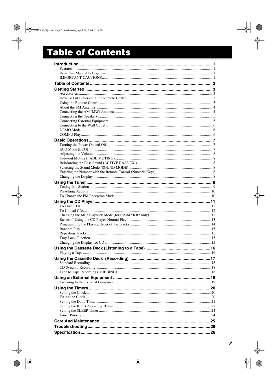 JVC CA-MXKB1 User Manual | Page 5 / 30