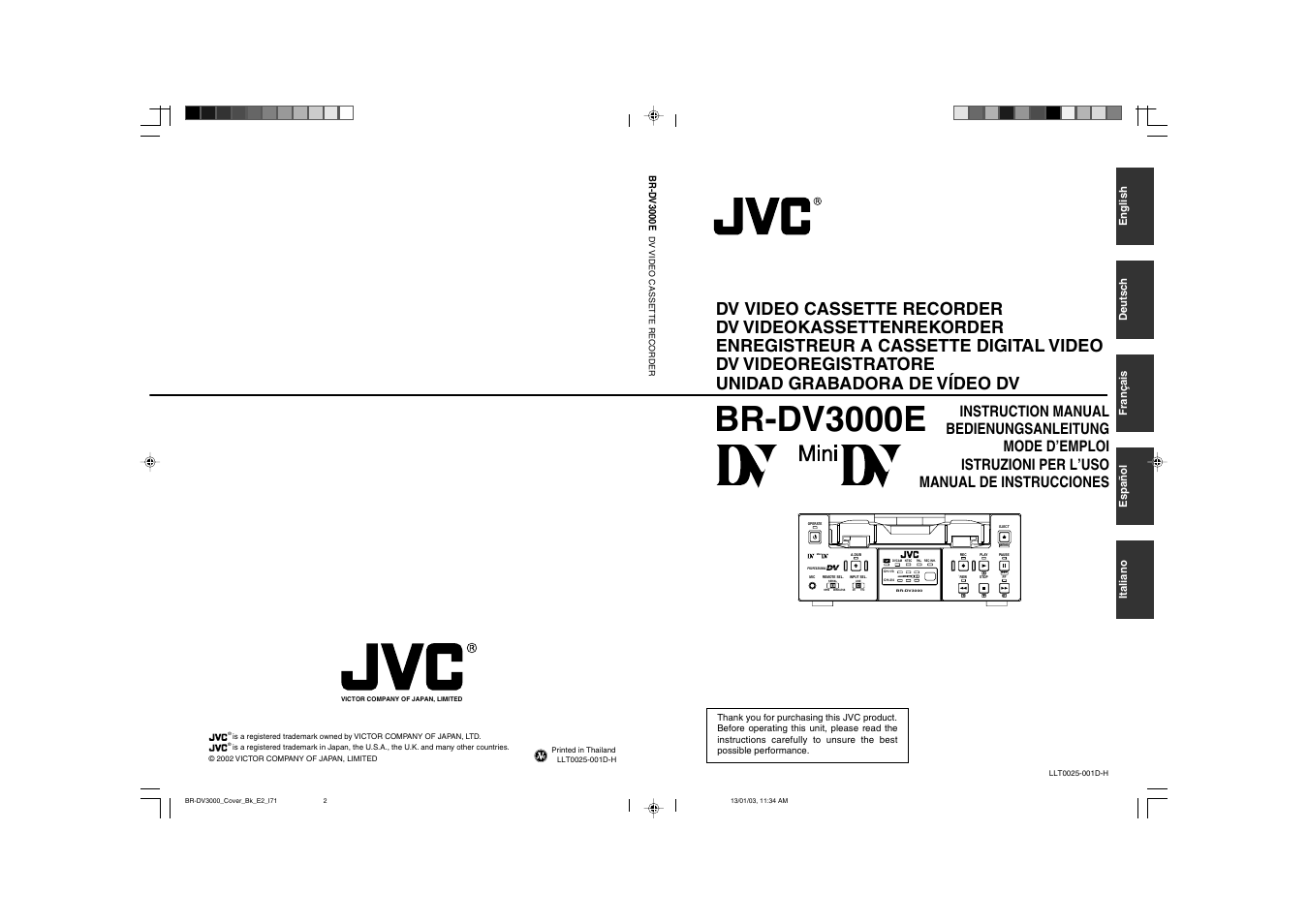 JVC BR-DV3000E User Manual | 350 pages