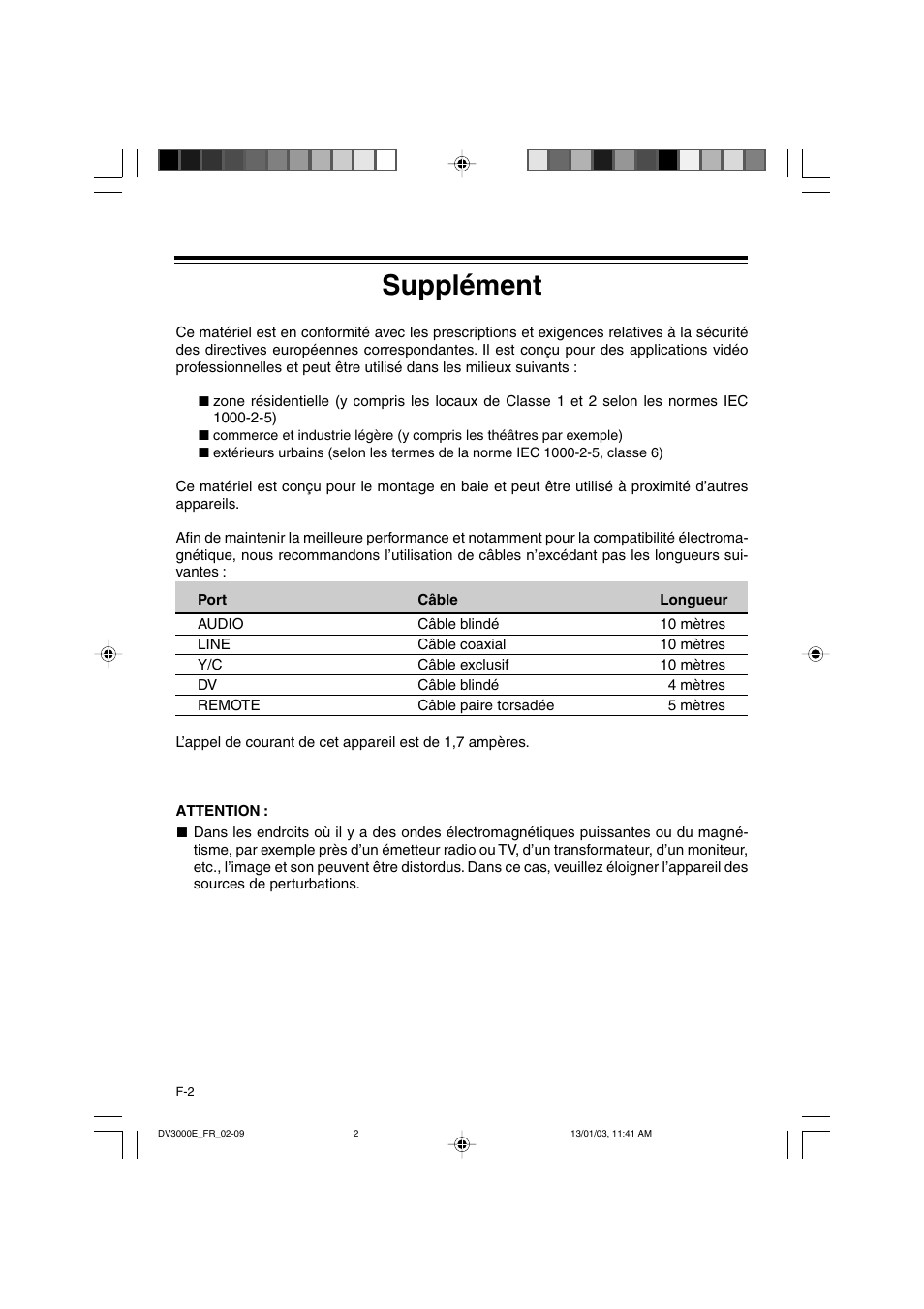 Supplément | JVC BR-DV3000E User Manual | Page 142 / 350