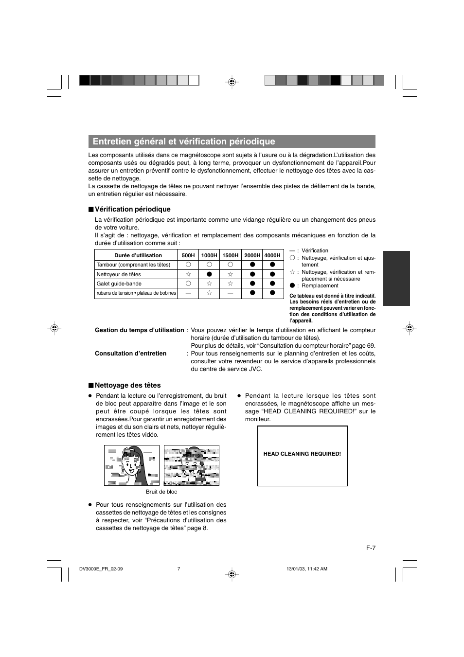 Entretien général et vérification périodique | JVC BR-DV3000E User Manual | Page 147 / 350