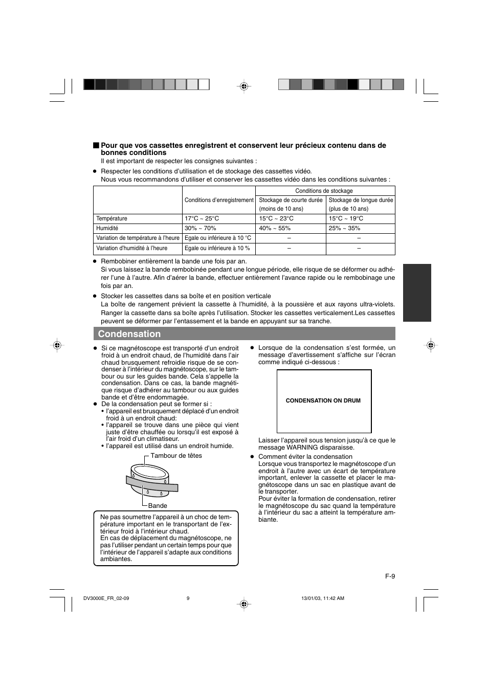 Condensation | JVC BR-DV3000E User Manual | Page 149 / 350