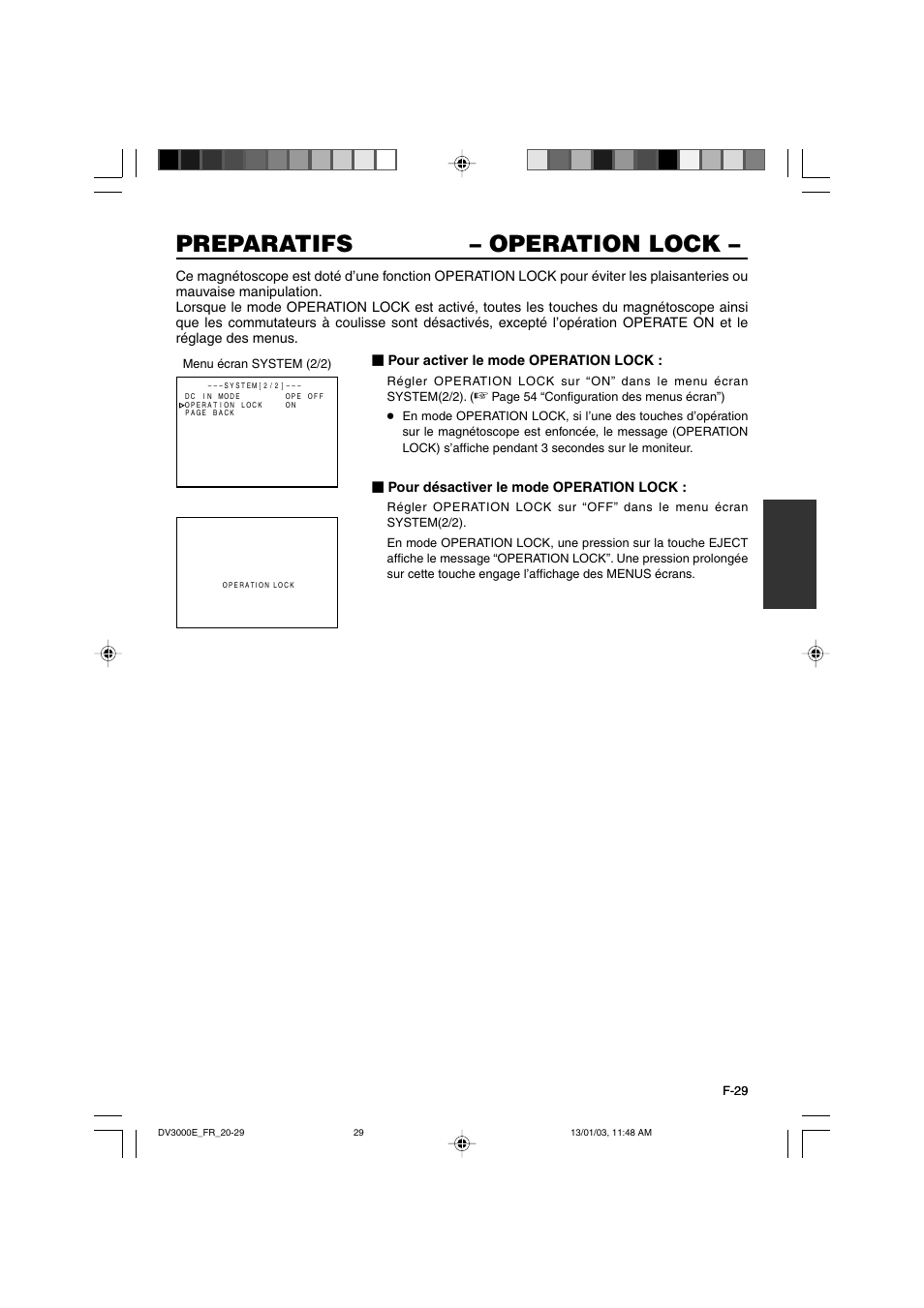 Preparatifs – operation lock | JVC BR-DV3000E User Manual | Page 169 / 350