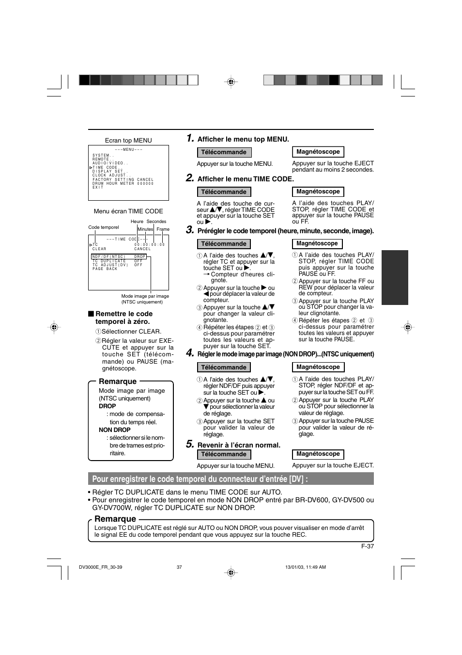 Remarque | JVC BR-DV3000E User Manual | Page 177 / 350