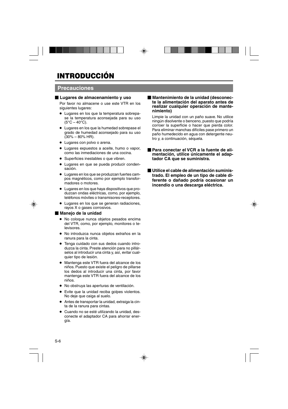Introducción, Precauciones | JVC BR-DV3000E User Manual | Page 216 / 350