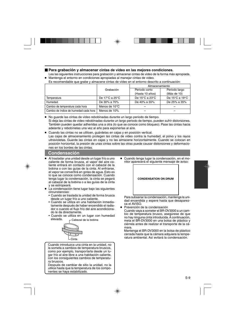 Condensación | JVC BR-DV3000E User Manual | Page 219 / 350