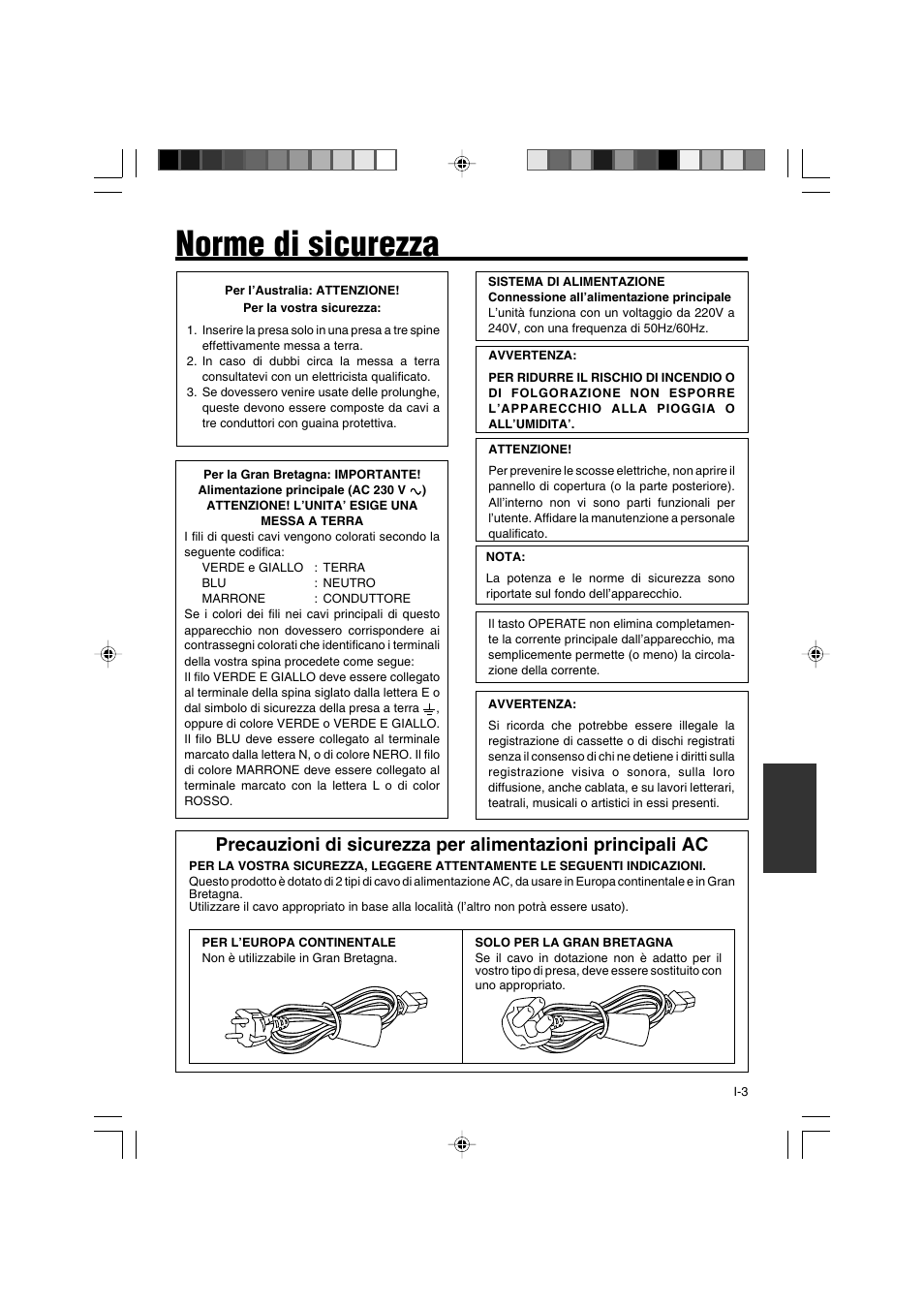 Norme di sicurezza | JVC BR-DV3000E User Manual | Page 283 / 350