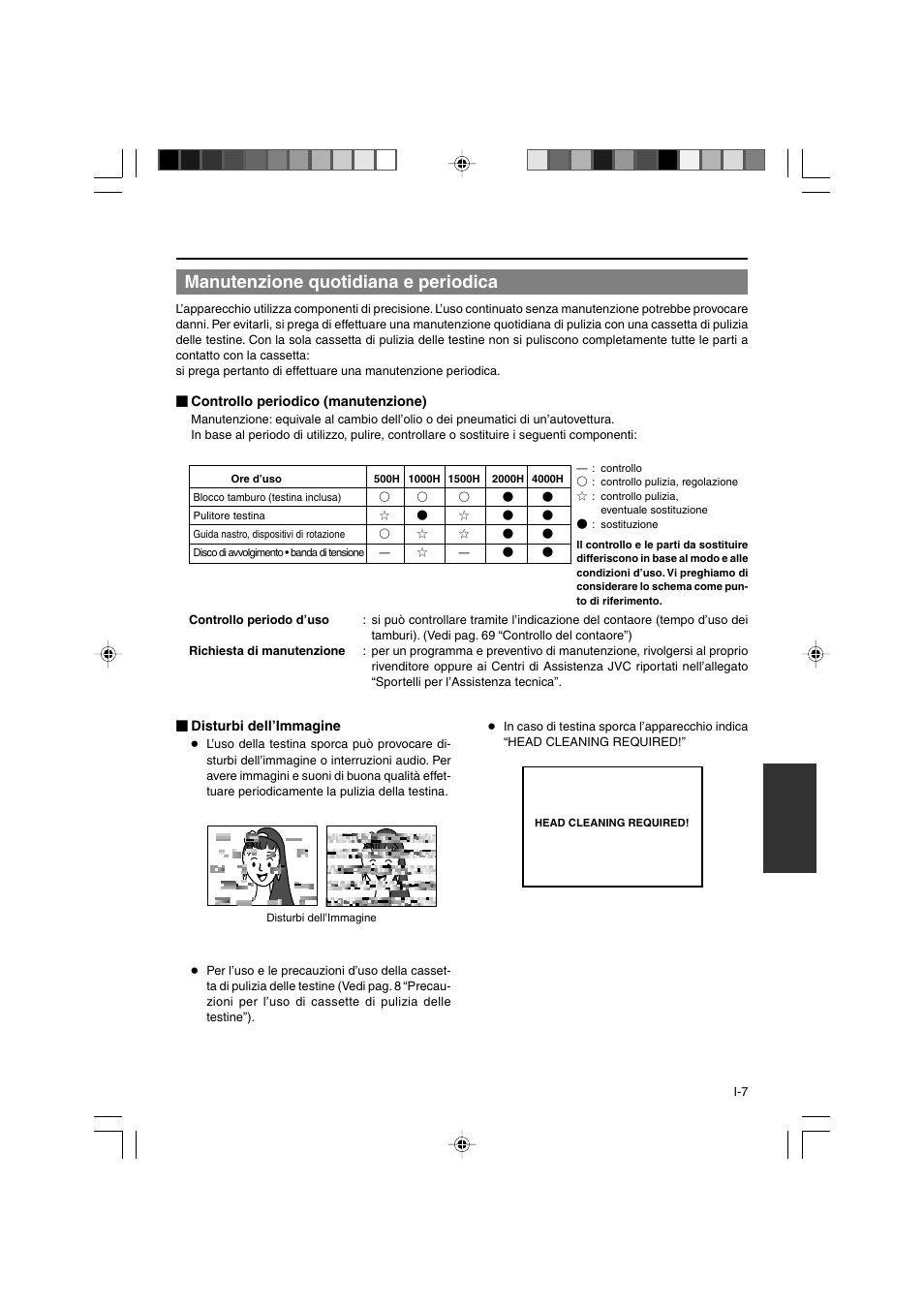 Manutenzione quotidiana e periodica | JVC BR-DV3000E User Manual | Page 287 / 350