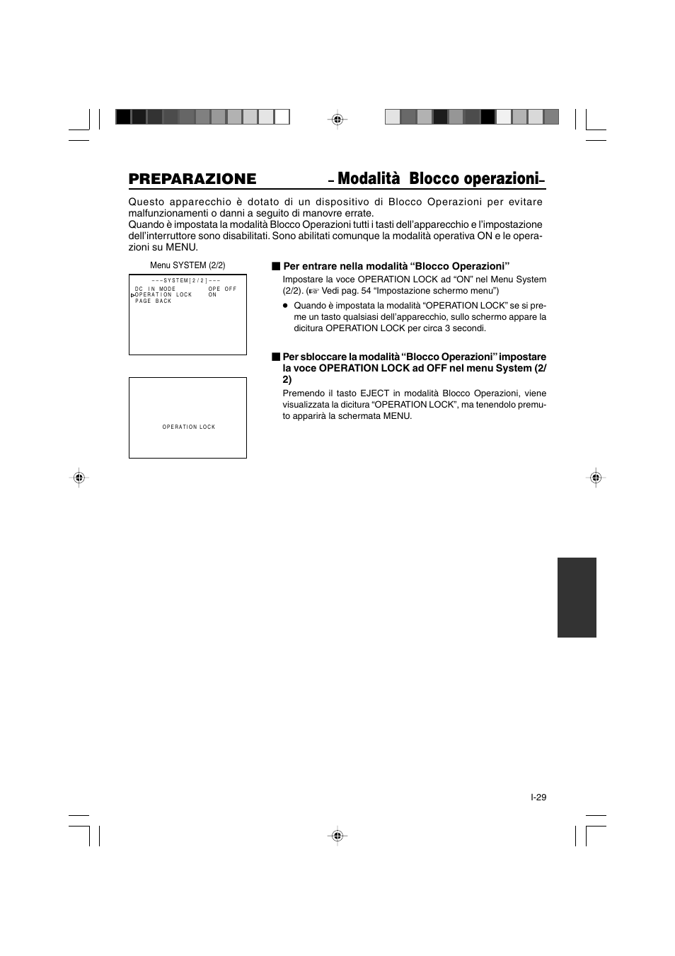 Modalità blocco operazioni, Preparazione | JVC BR-DV3000E User Manual | Page 309 / 350