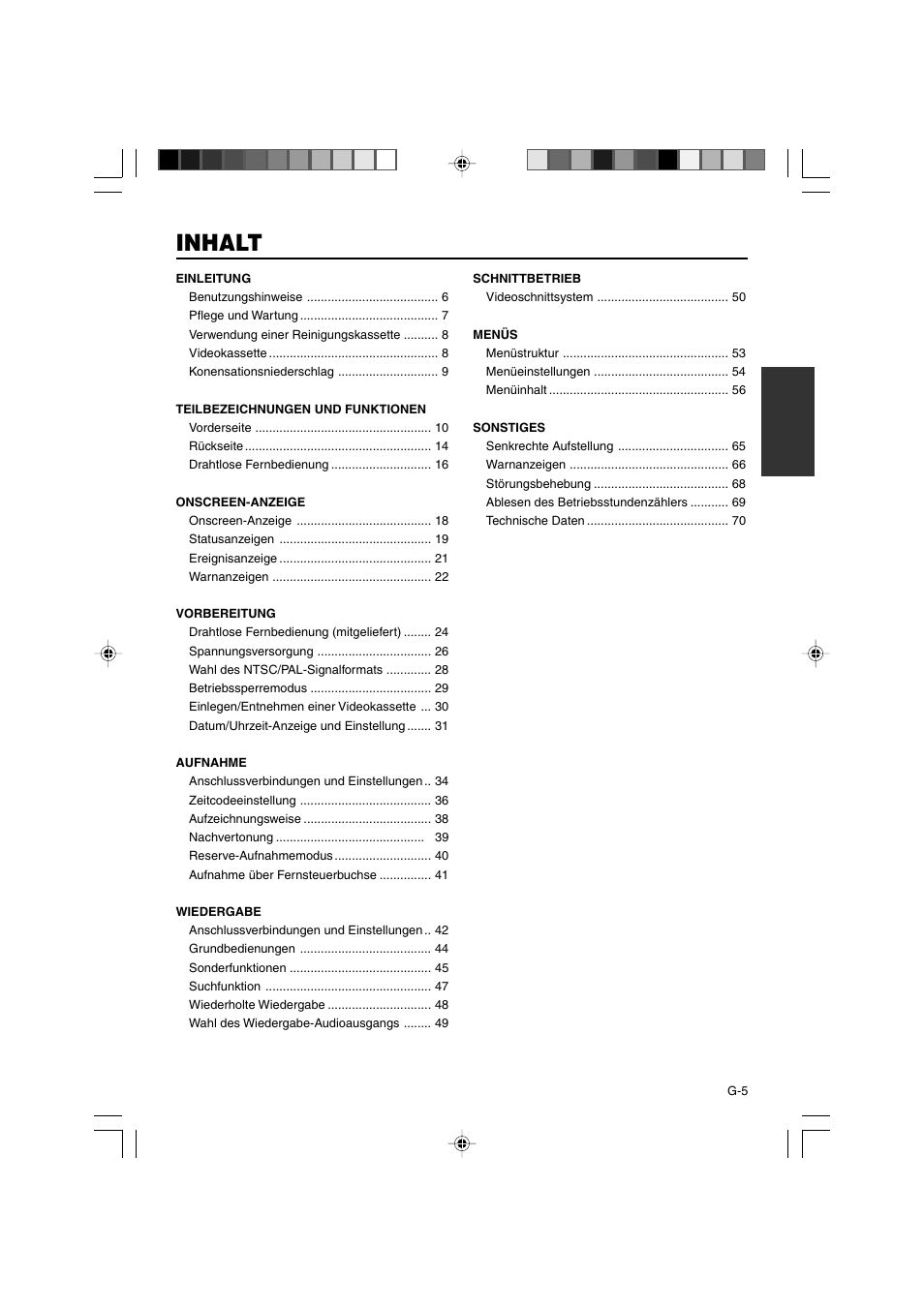 Inhalt | JVC BR-DV3000E User Manual | Page 75 / 350