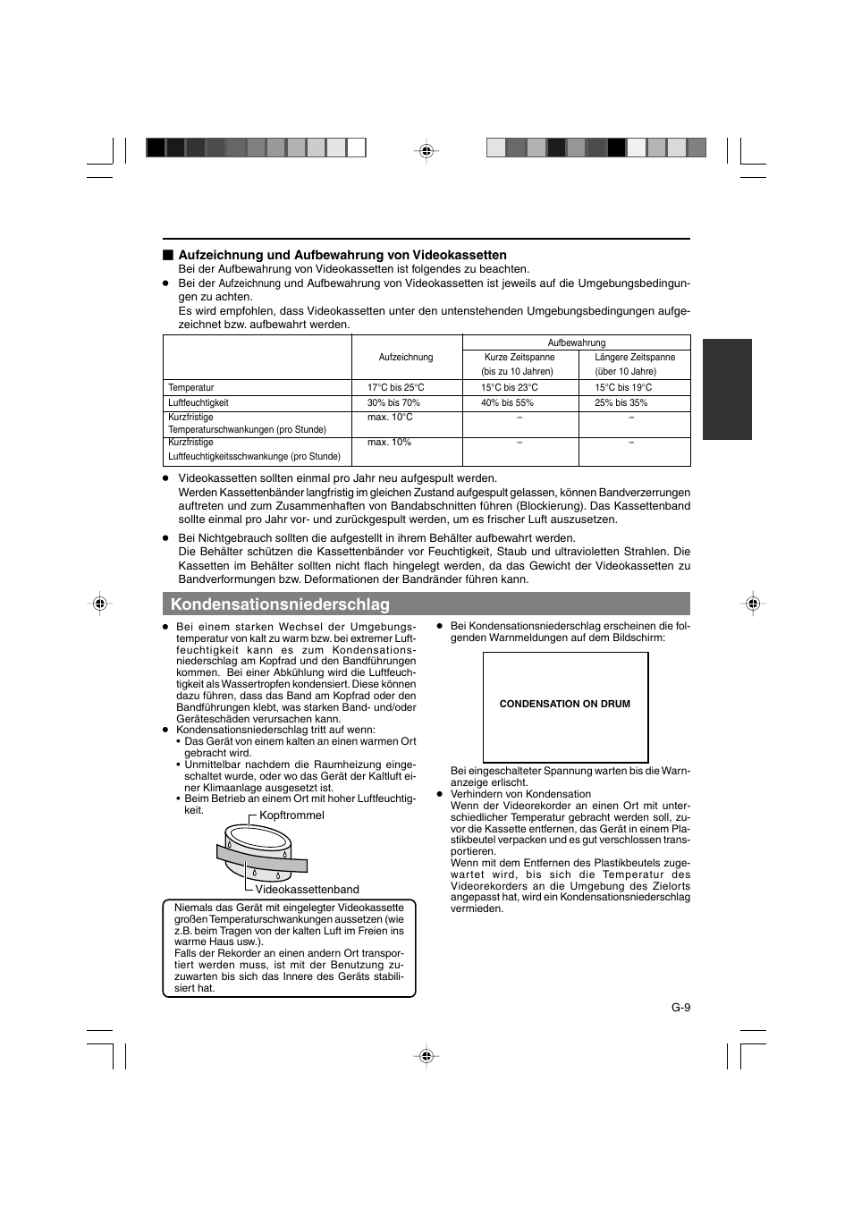 Kondensationsniederschlag | JVC BR-DV3000E User Manual | Page 79 / 350