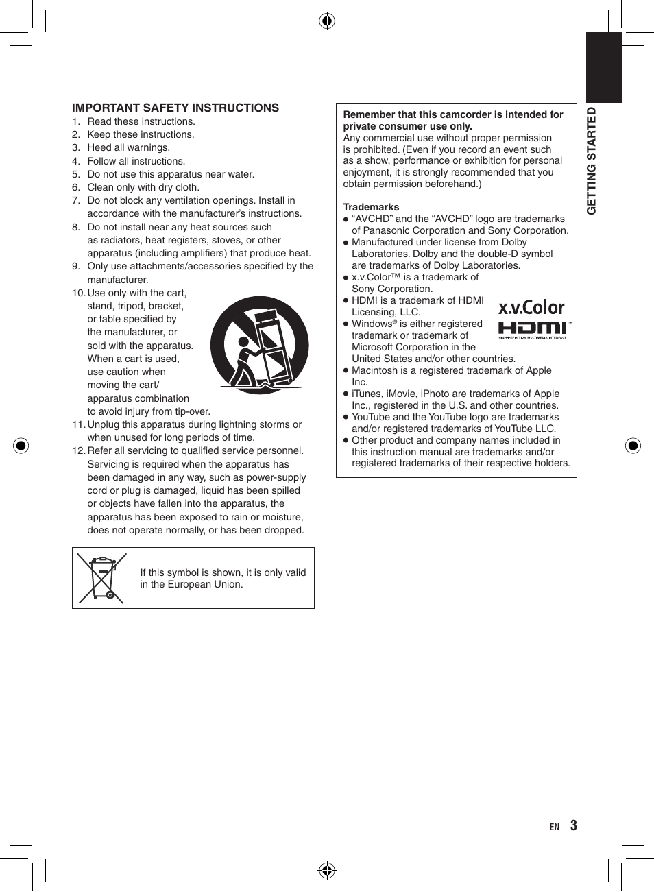 JVC Everio GZ-HM400 User Manual | Page 3 / 44