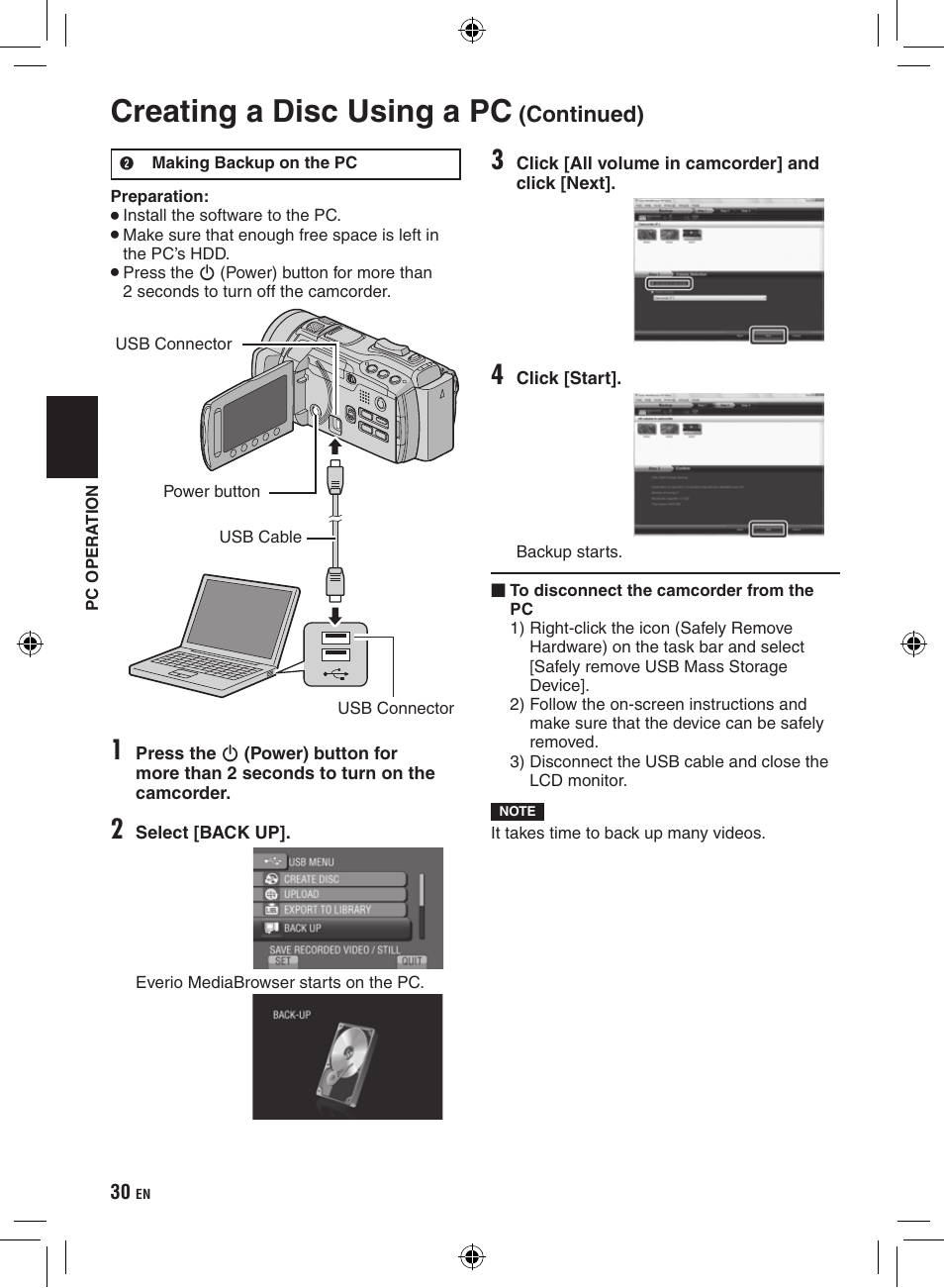 Creating a disc using a pc, Continued) | JVC Everio GZ-HM400 User Manual | Page 30 / 44