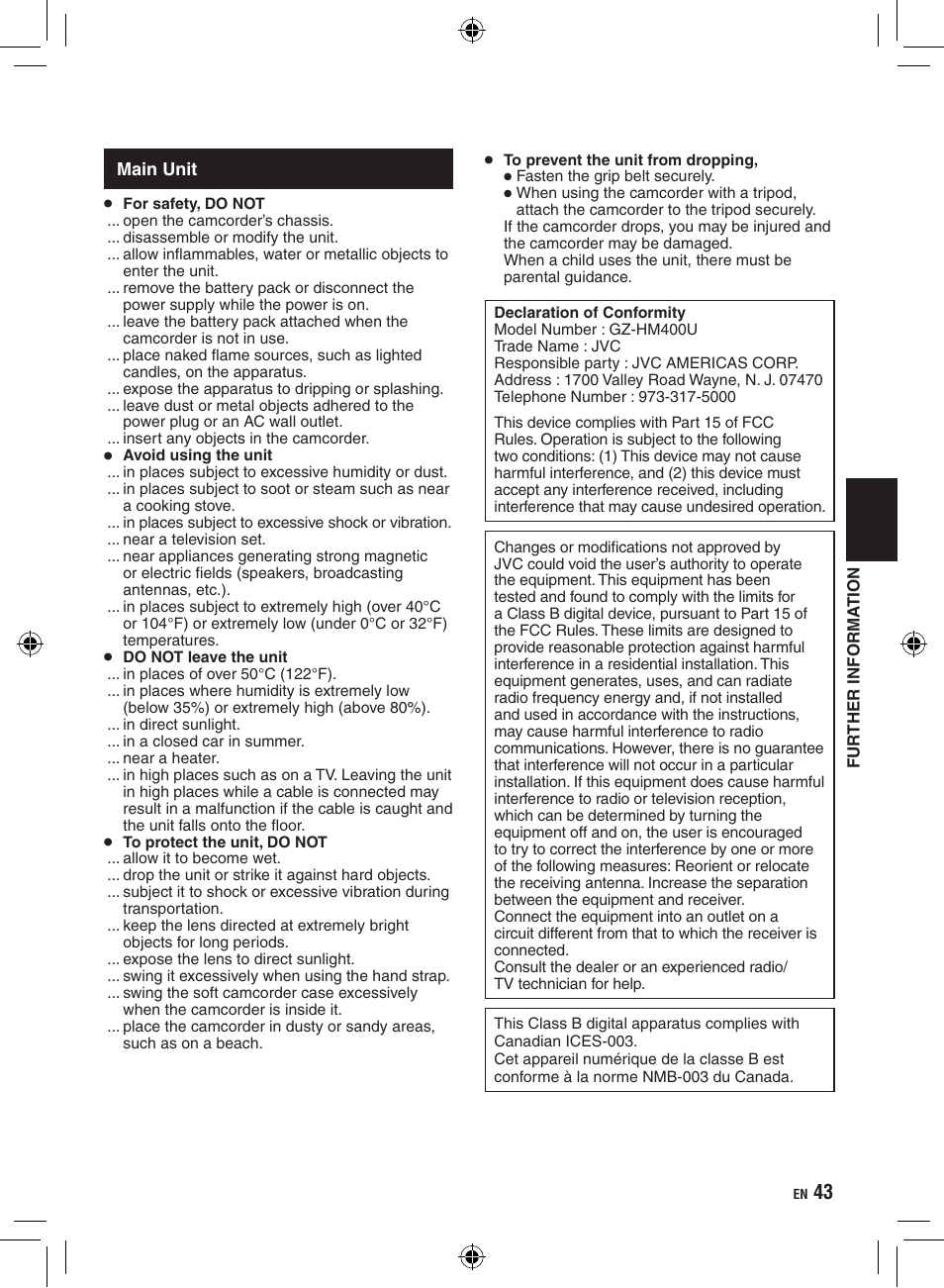 JVC Everio GZ-HM400 User Manual | Page 43 / 44