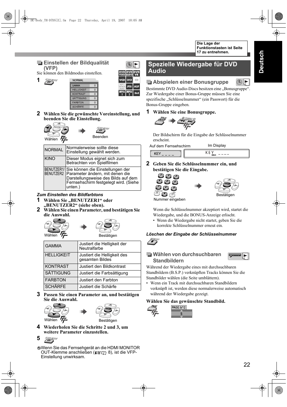 Spezielle wiedergabe für dvd audio | JVC TH-D7 User Manual | Page 27 / 82