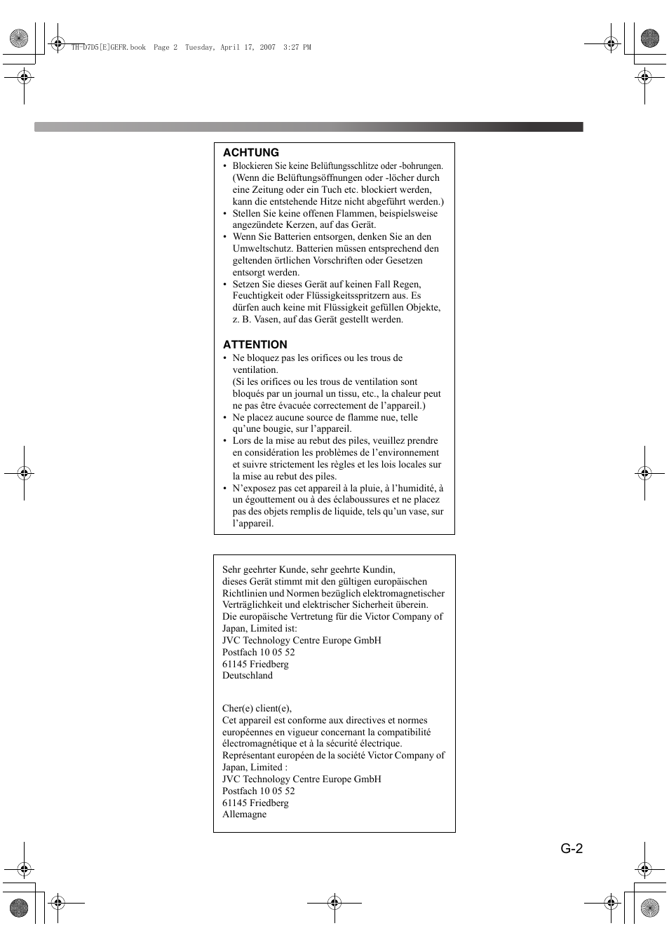 JVC TH-D7 User Manual | Page 3 / 82