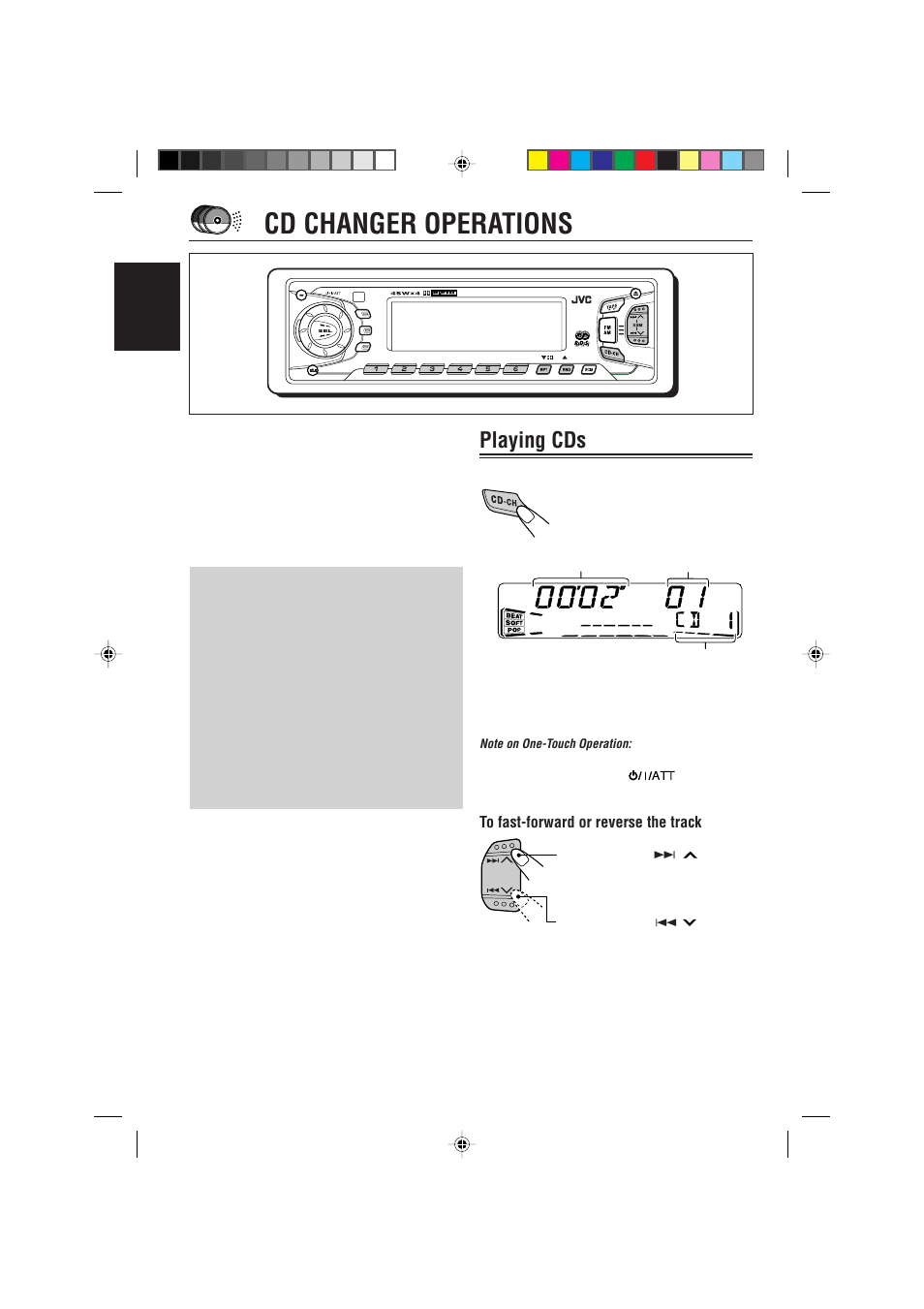 Cd changer opaerations, Cd changer operations, Playing cds | English | JVC KS-FX922R User Manual | Page 26 / 40