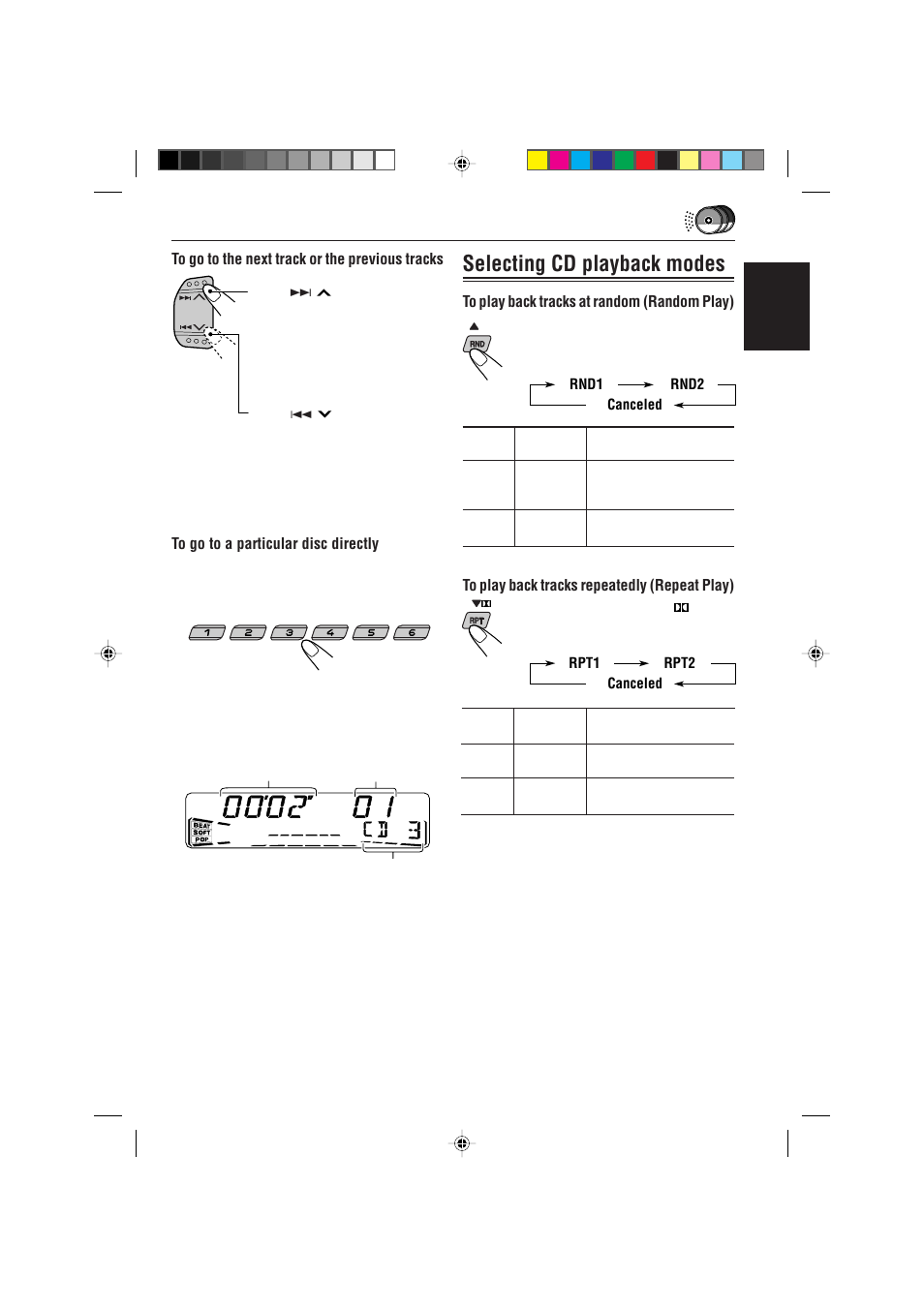 Selecting cd playback modes | JVC KS-FX922R User Manual | Page 27 / 40