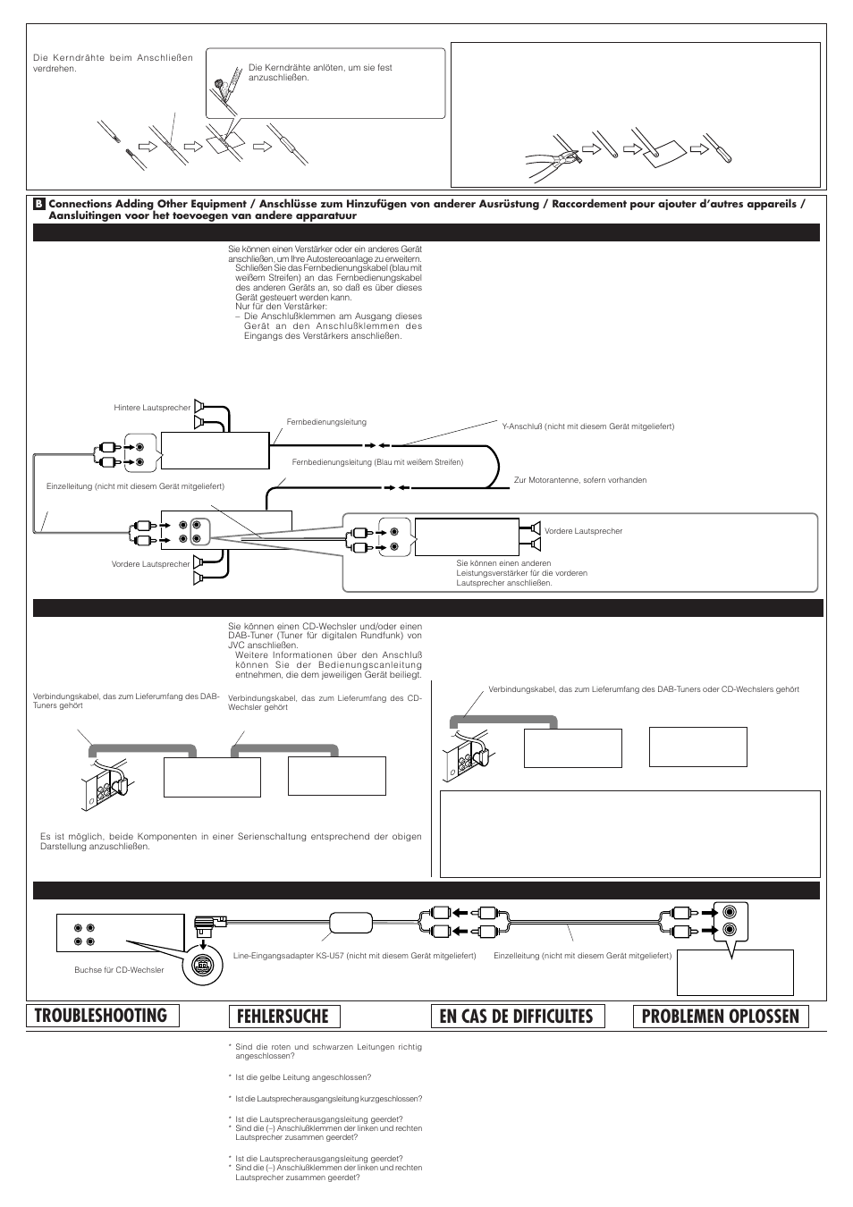 Troubleshooting, Fehlersuche, En cas de difficultes | Problemen oplossen | JVC KS-FX922R User Manual | Page 40 / 40