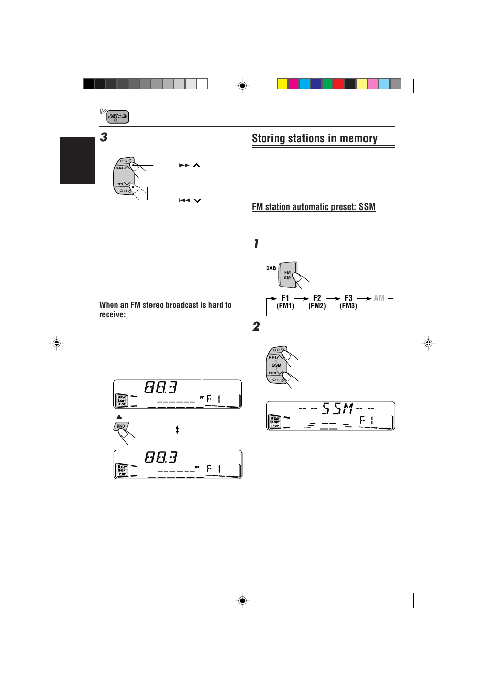 Fm station automatic preset: ssm | JVC KS-FX922R User Manual | Page 8 / 40