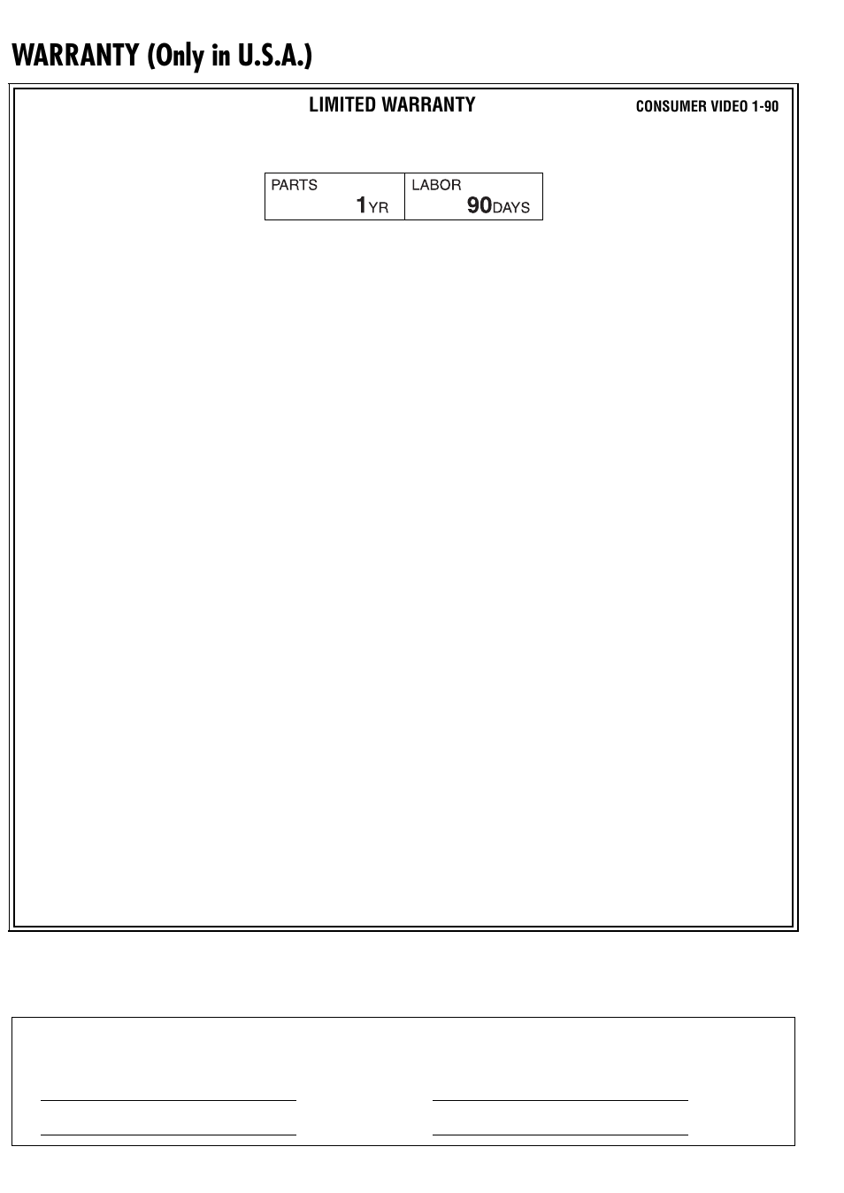Warranty (only in u.s.a.), Limited warranty | JVC HR-J695U User Manual | Page 16 / 16