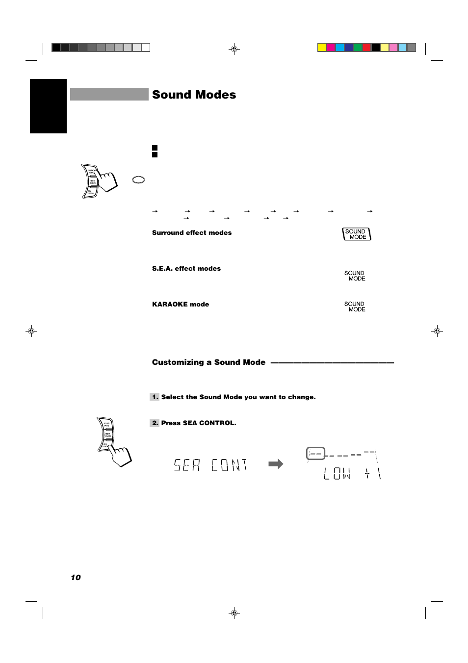 Sound modes, 10 english, Customizing a sound mode | JVC CA-D702T User Manual | Page 14 / 49