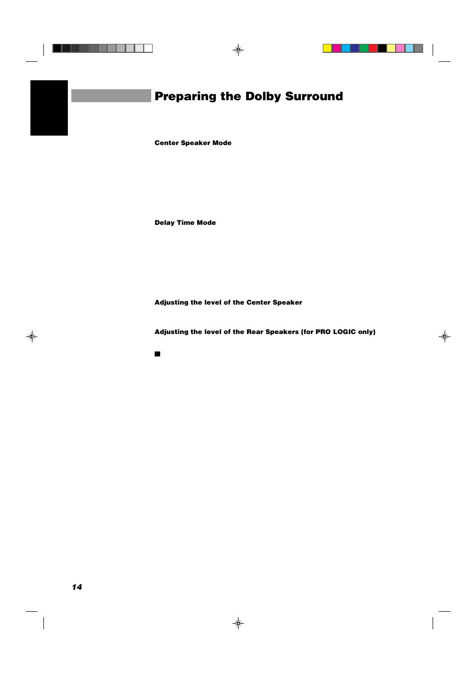 Preparing the dolby surround, 14 english | JVC CA-D702T User Manual | Page 18 / 49