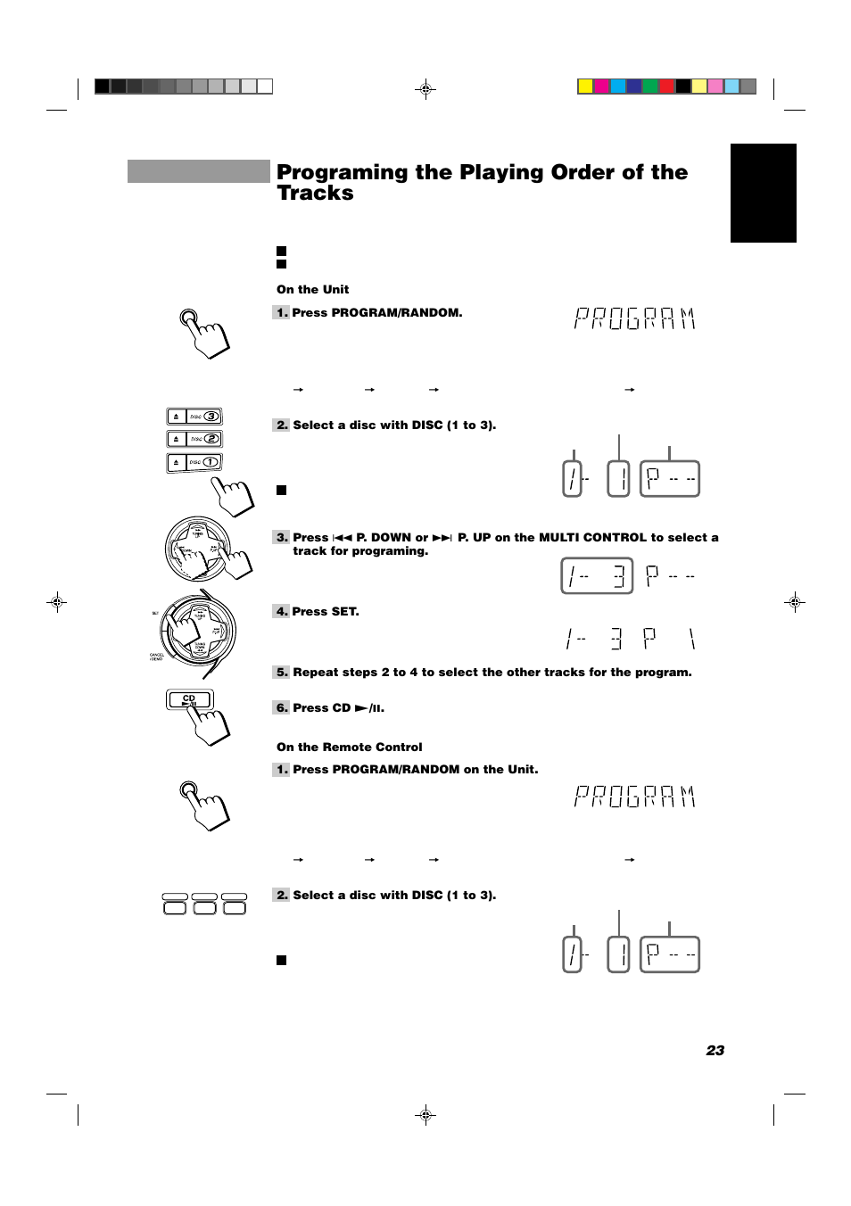 Programing the playing order of the tracks, 23 english | JVC CA-D702T User Manual | Page 27 / 49