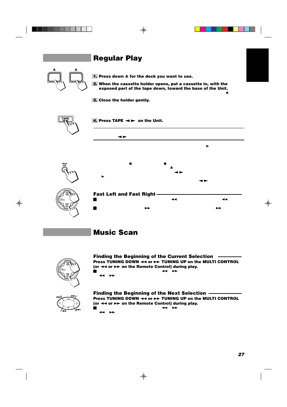 Regular play, Music scan | JVC CA-D702T User Manual | Page 31 / 49