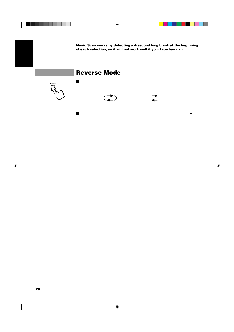 Reverse mode, 28 english | JVC CA-D702T User Manual | Page 32 / 49