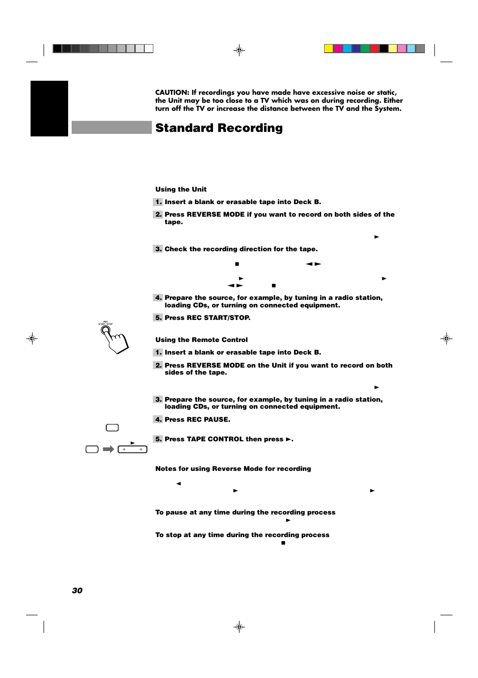 Standard recording | JVC CA-D702T User Manual | Page 34 / 49