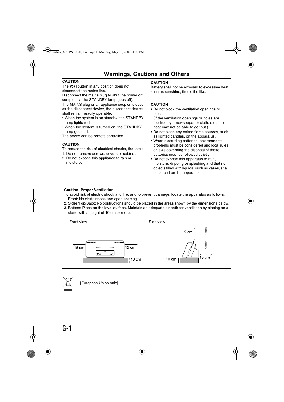 Warnings, cautions and others | JVC NX-PN10 User Manual | Page 2 / 27
