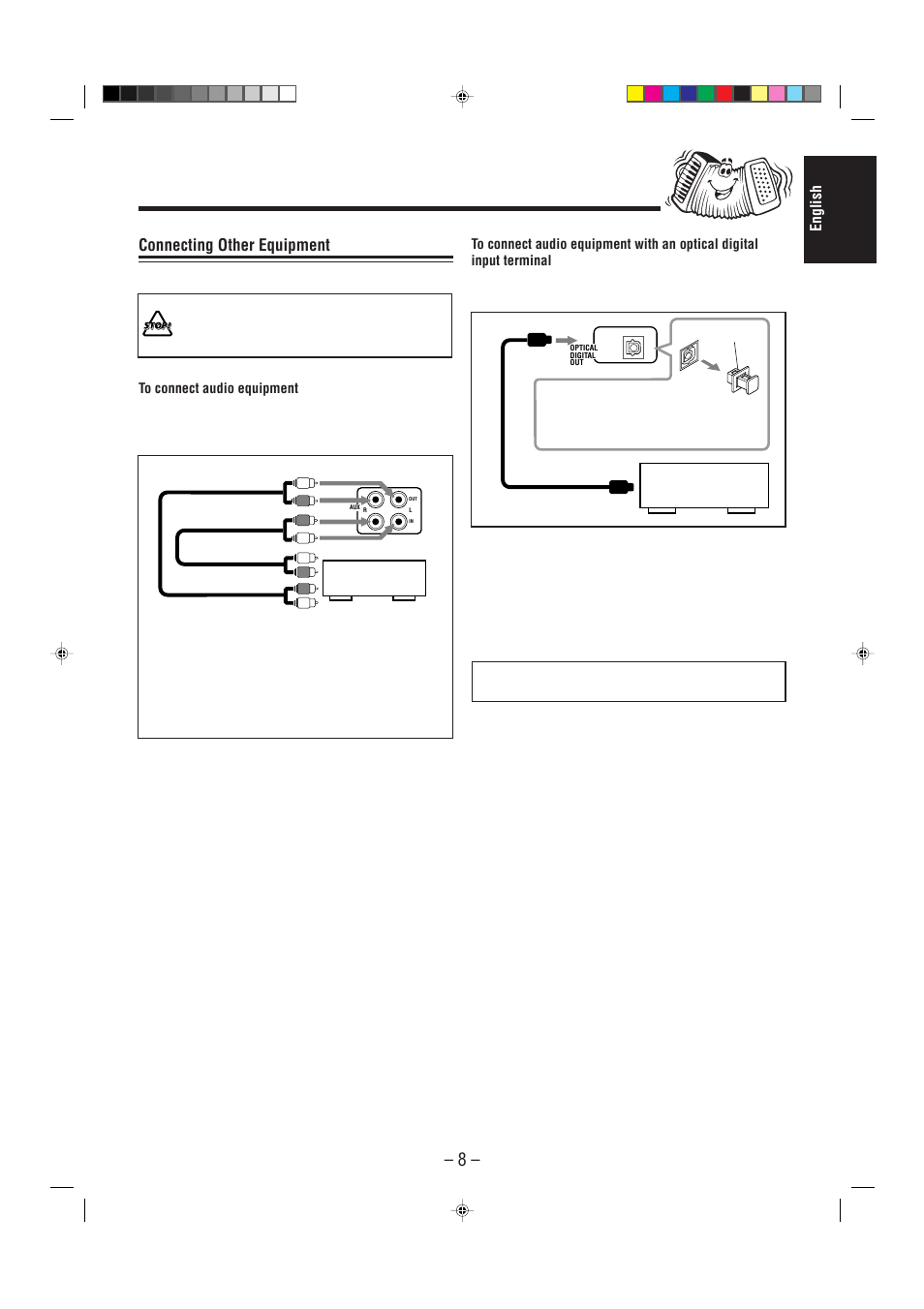 Now, you can plug the ac power cord, Connecting other equipment, English | JVC UX-P3 User Manual | Page 13 / 28