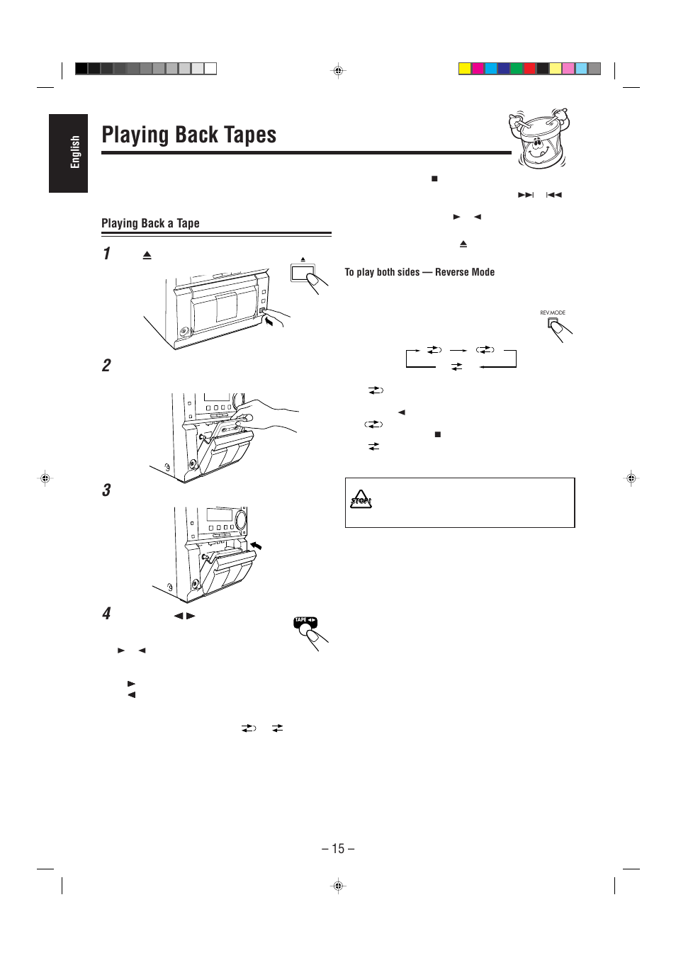 Playing back tapes | JVC UX-P3 User Manual | Page 20 / 28