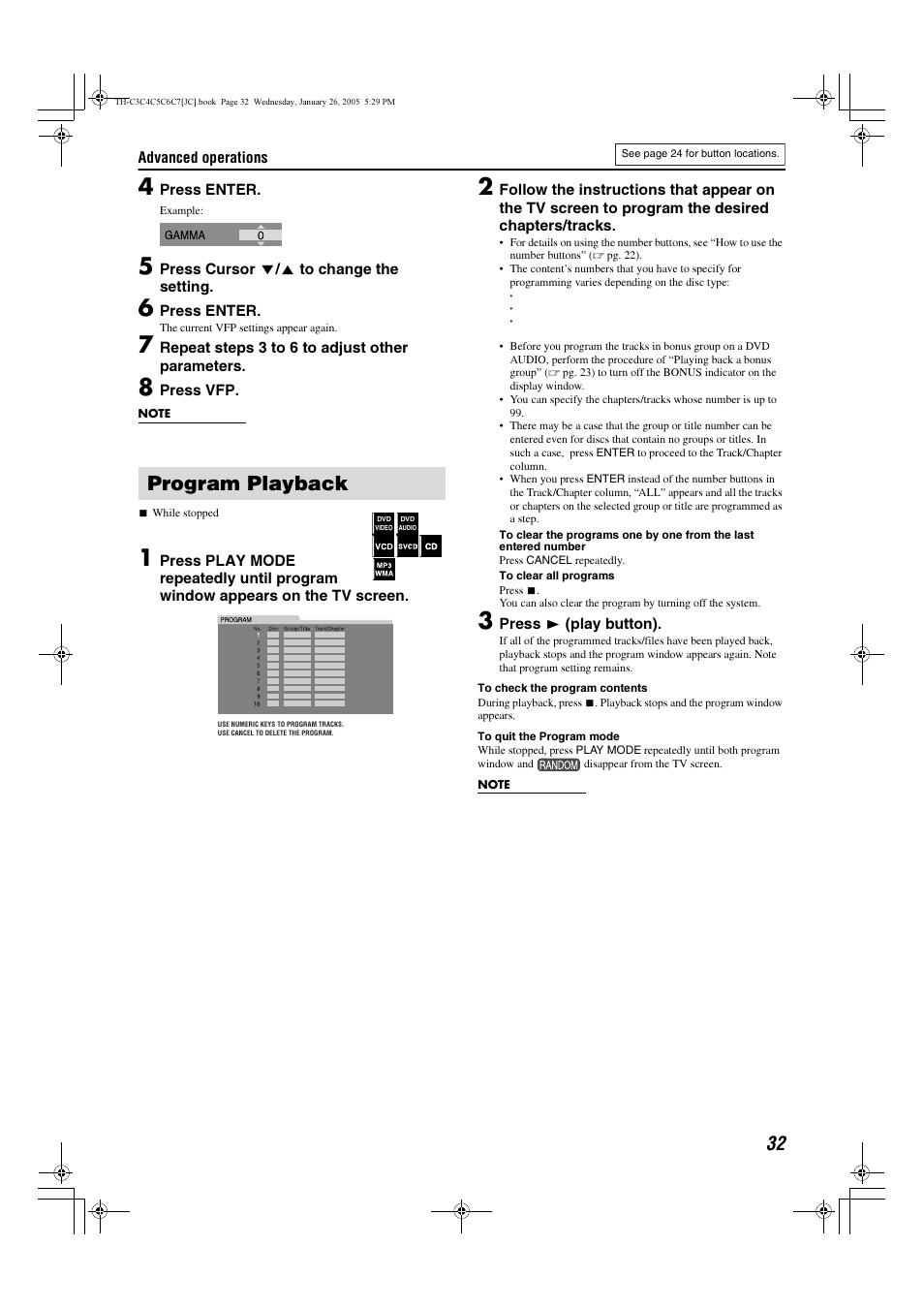Program playback | JVC TH-C7 TH-C6 User Manual | Page 35 / 51