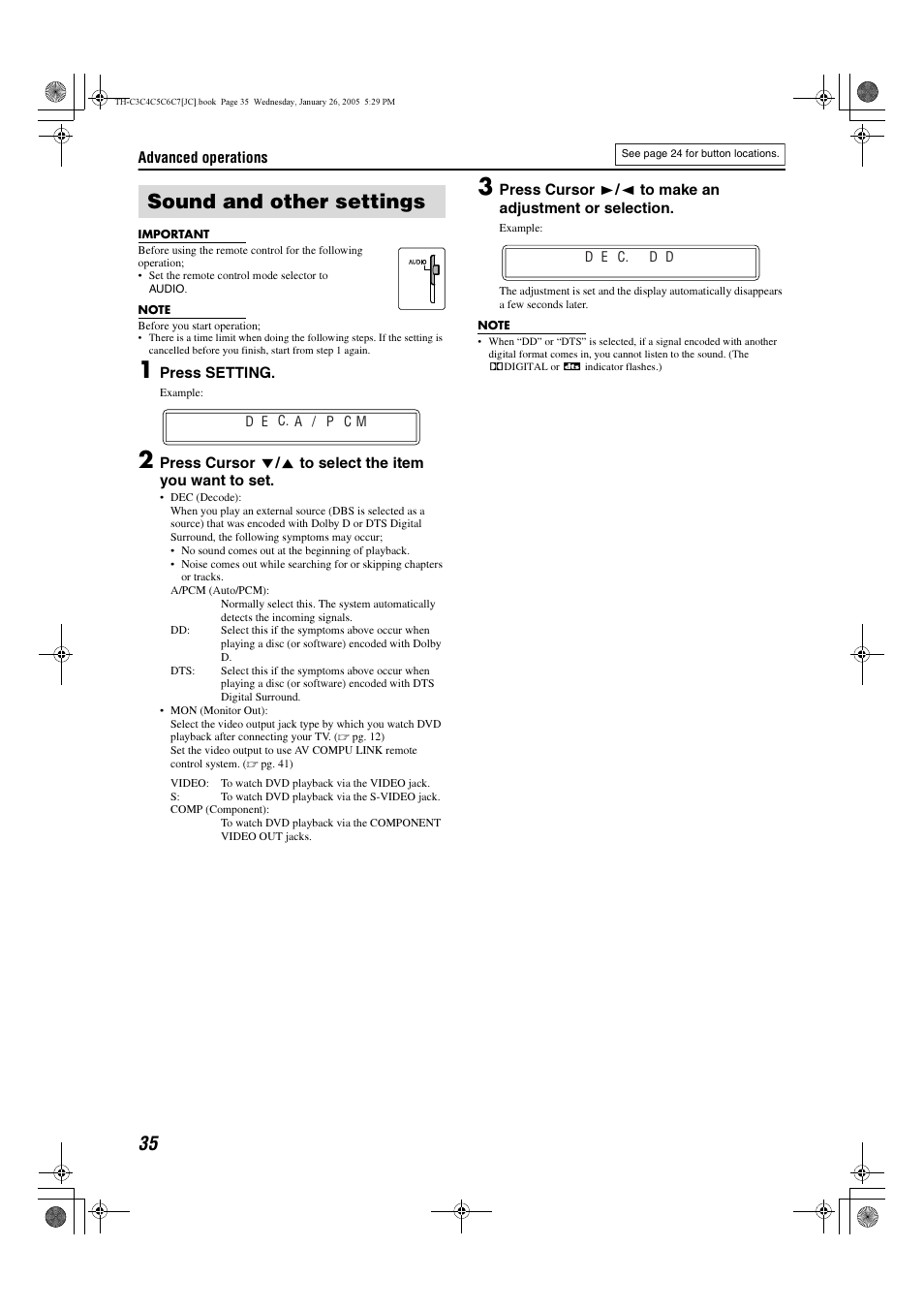 Sound and other settings | JVC TH-C7 TH-C6 User Manual | Page 38 / 51