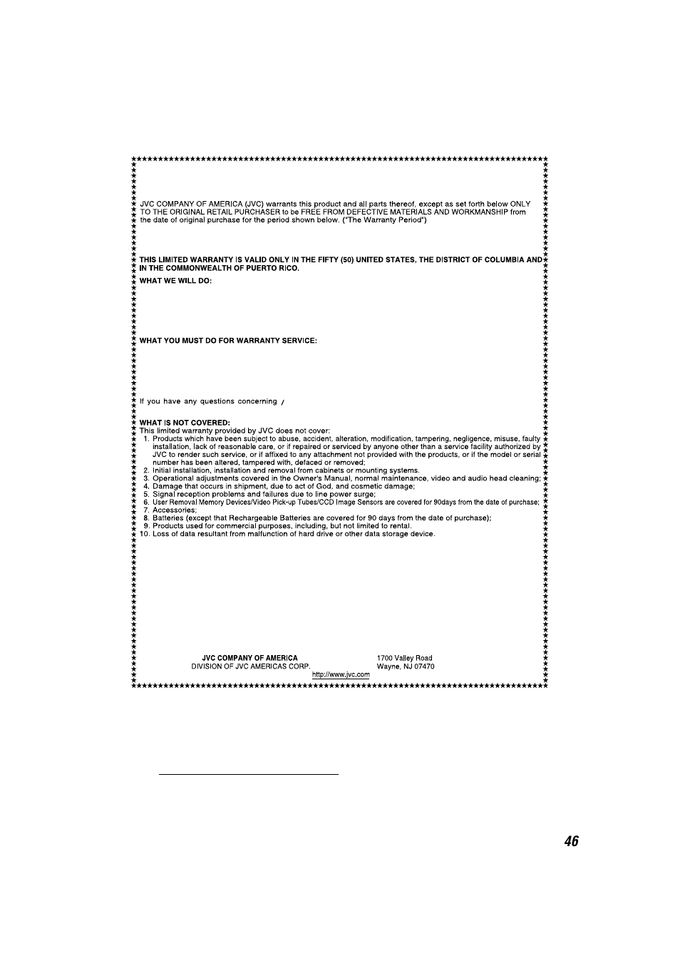 Limited warranty | JVC TH-C7 TH-C6 User Manual | Page 49 / 51