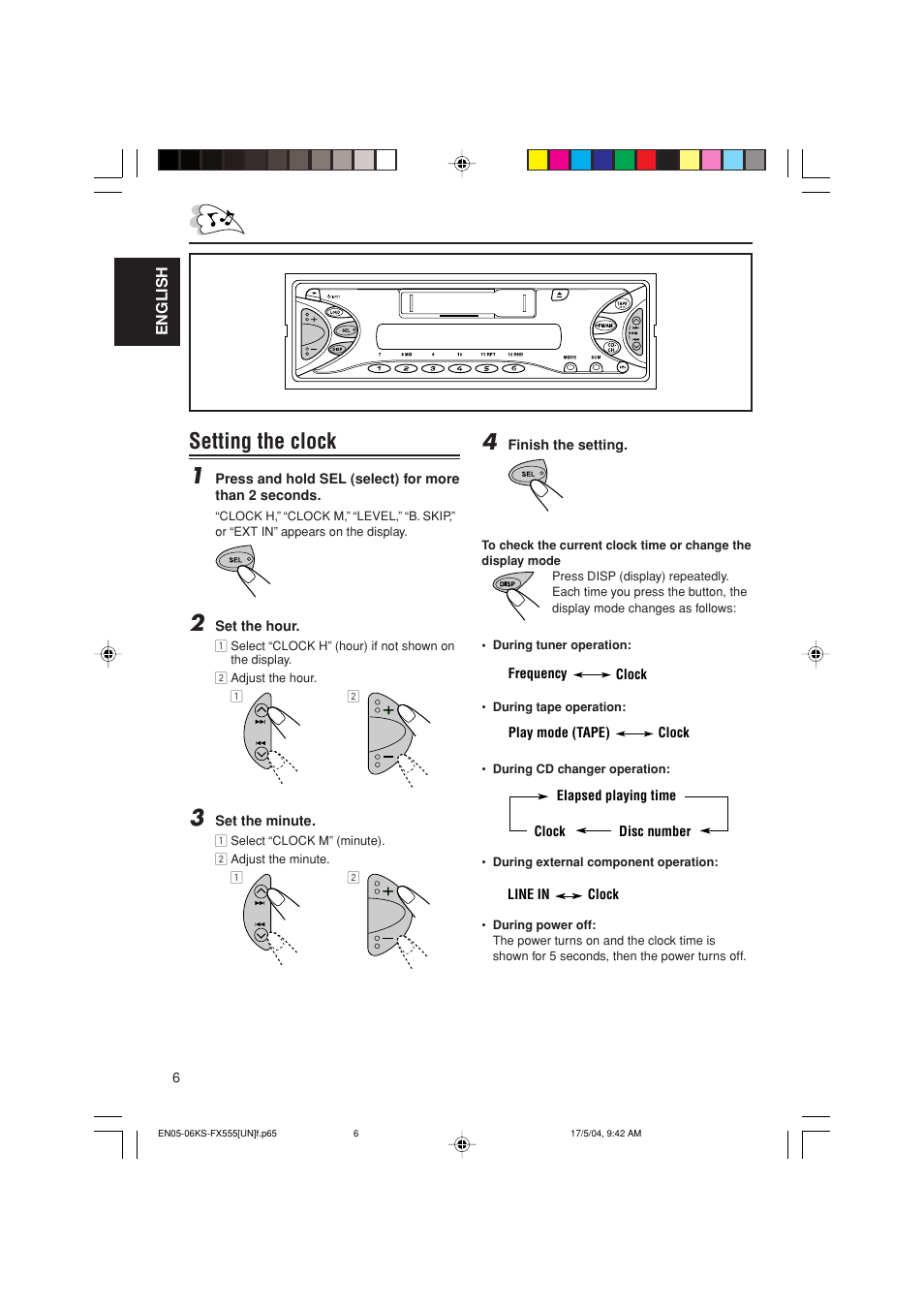 Setting the clock 1 | JVC GET0241-001B User Manual | Page 6 / 26