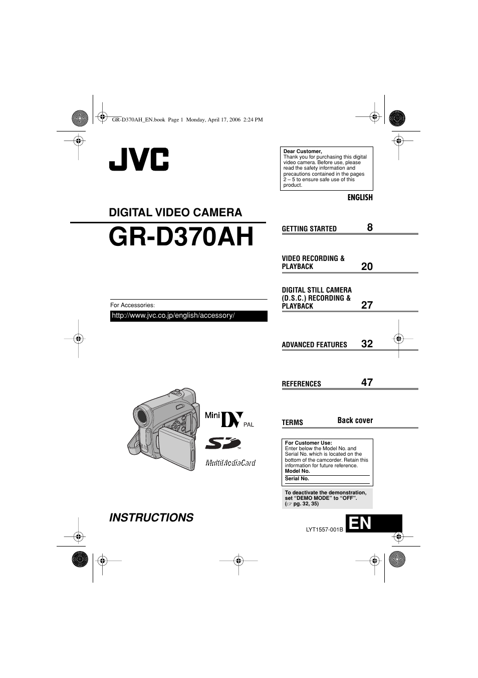 JVC GR-D370AH User Manual | 72 pages