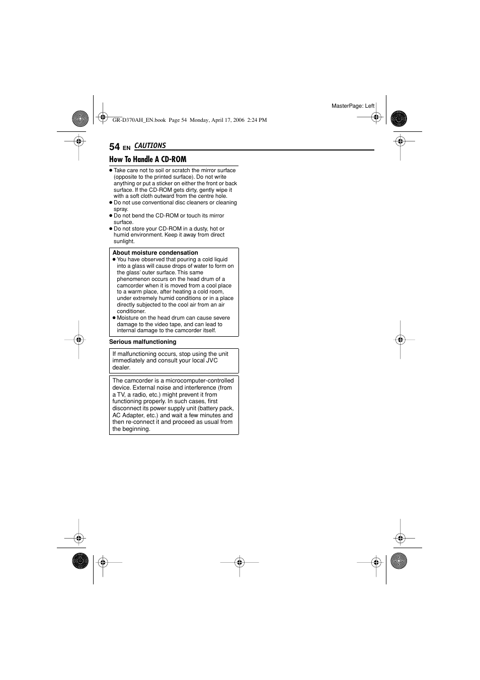 How to handle a cd-rom | JVC GR-D370AH User Manual | Page 54 / 72