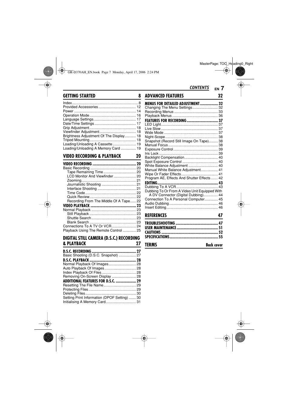 JVC GR-D370AH User Manual | Page 7 / 72