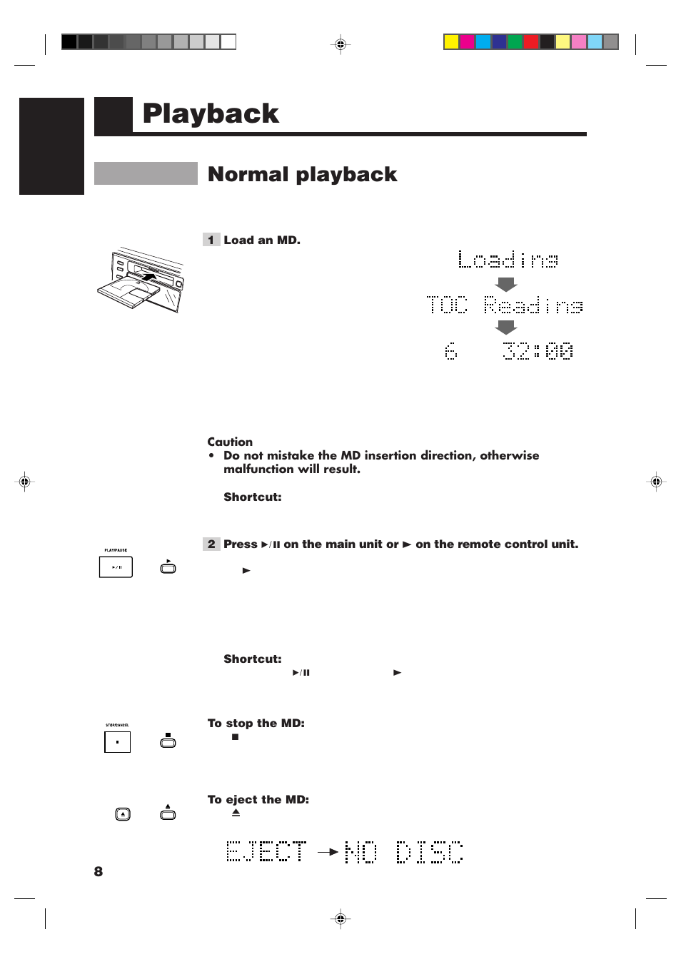 Playback, Normal playback, 8english | JVC XM-228BK User Manual | Page 12 / 21