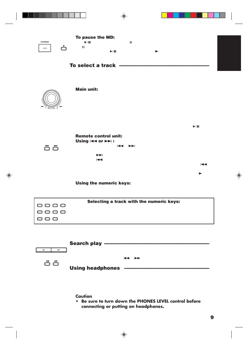 9english, Search play, Using headphones | JVC XM-228BK User Manual | Page 13 / 21