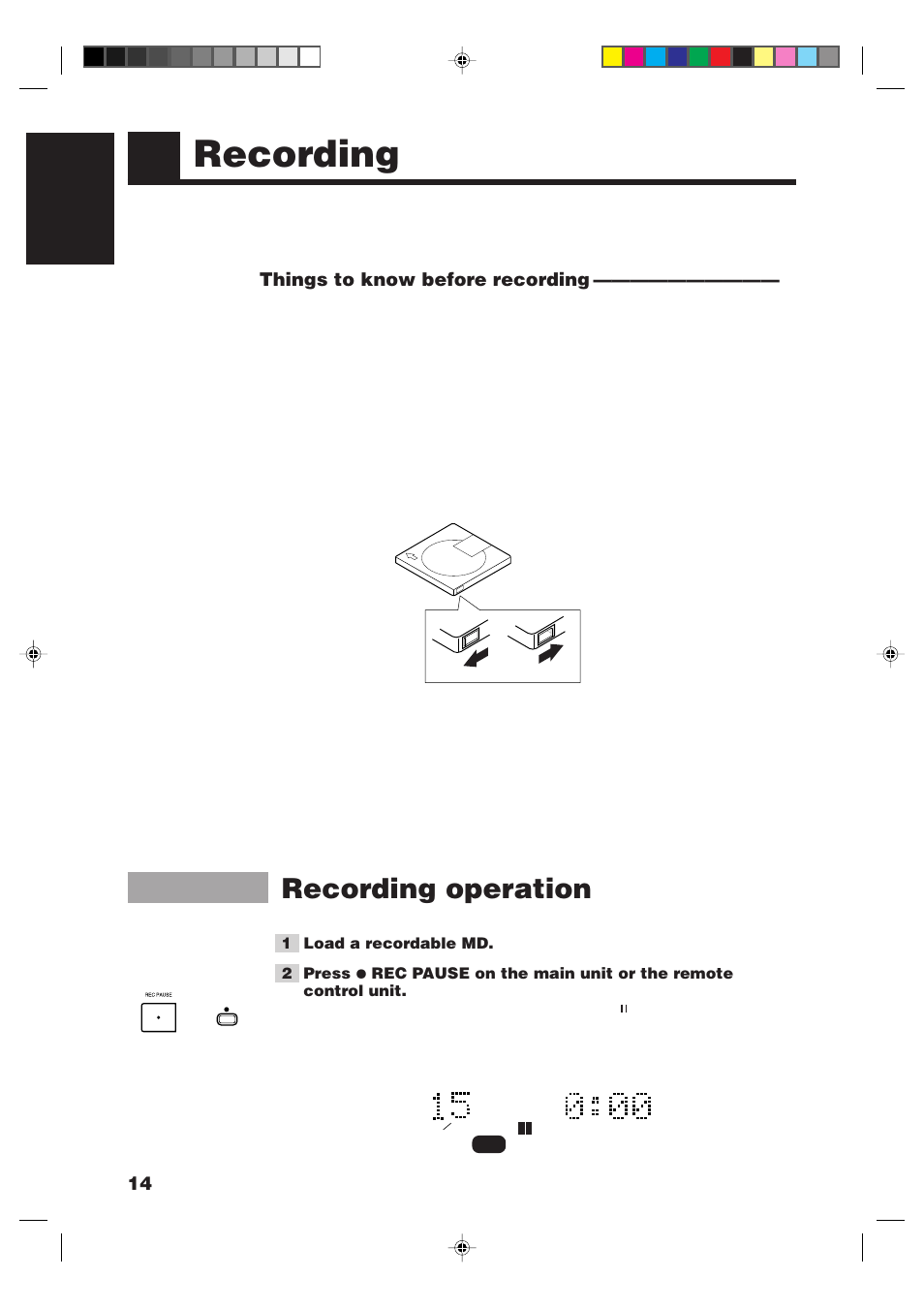 Recording, Recording operation, 14 english | Things to know before recording | JVC XM-228BK User Manual | Page 18 / 21